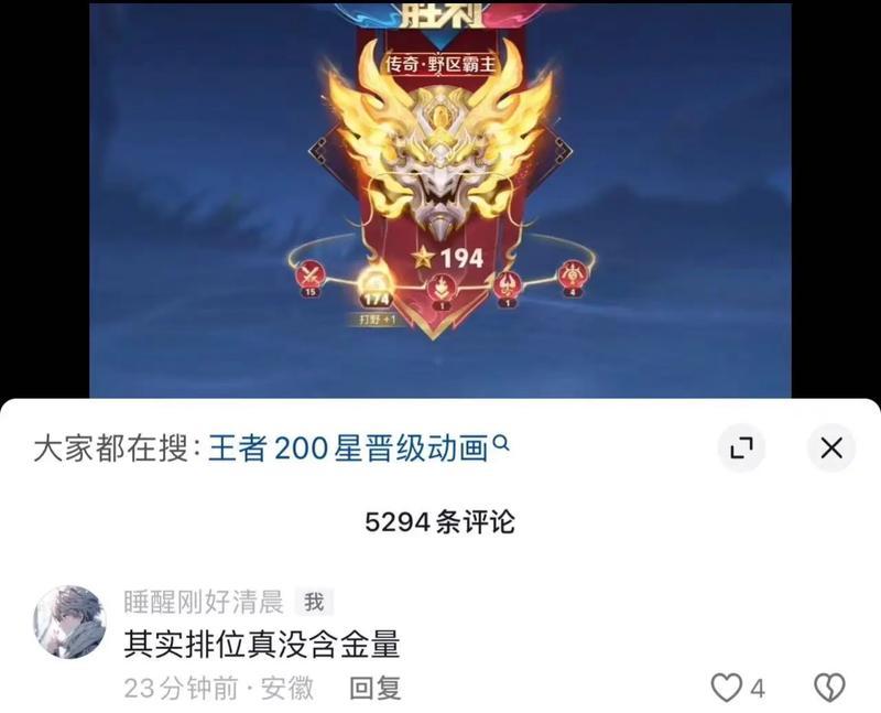 王二在王者荣耀中的段位是什么？